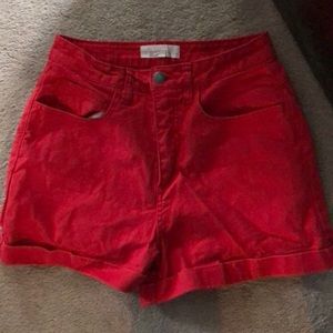 Red high waisted shorts